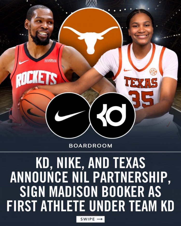 中超积分榜-Team KD成立！杜兰特&amp;母校启动NIL计划 签下首位球员麦迪逊·布克